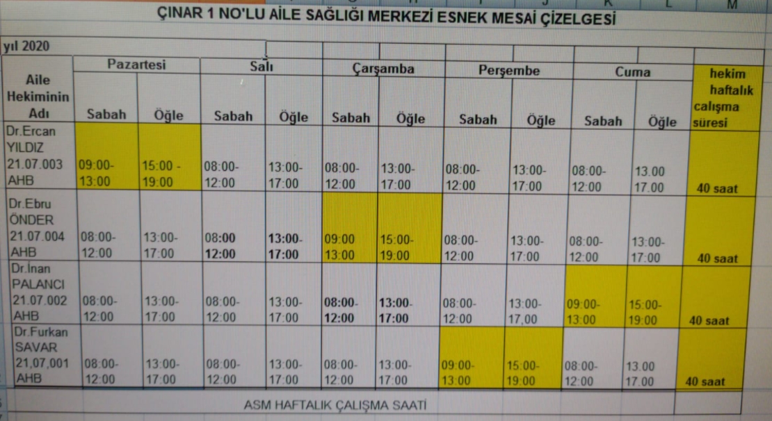 Çalışma Saatlerimiz
